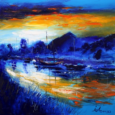 Fading sunset the Caledonian Canal 20x20